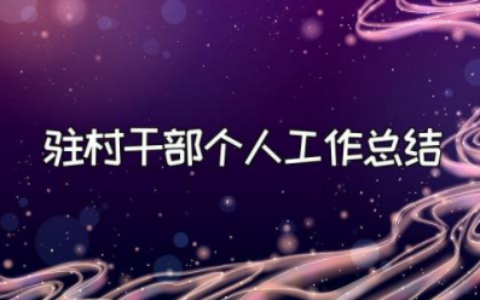 2023年驻村干部个人工作总结报告范文大全