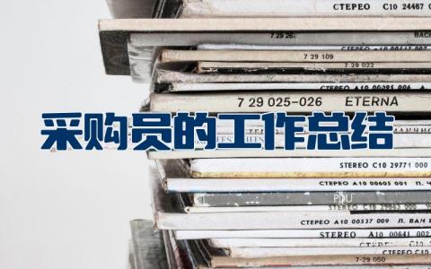 采购员的工作总结与计划 采购岗位职责总结范文