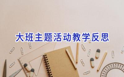 大班主题活动教学反思
