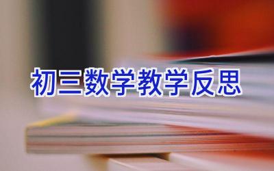初三数学教学反思