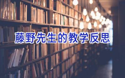 藤野先生的教学反思