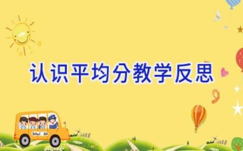 认识平均分教学反思