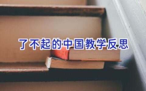 了不起的中国教学反思