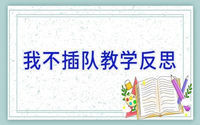 我不插队教学反思