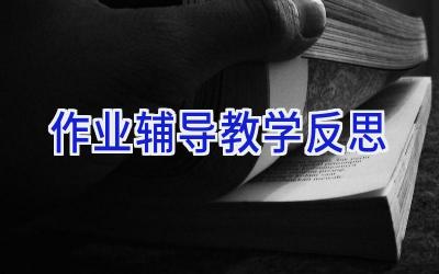 作业辅导教学反思