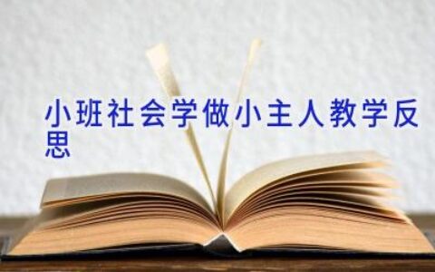 小班社会学做小主人教学反思