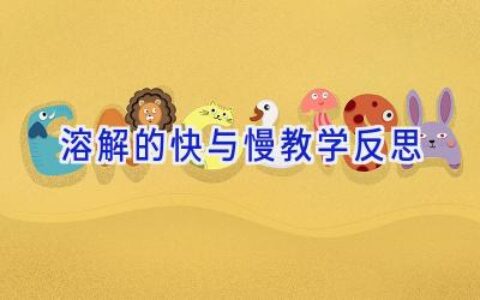 溶解的快与慢教学反思